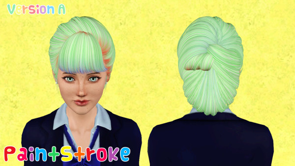 French bun with straight bangs hairstle Skysims 130 retextured by Katty for Sims 3
