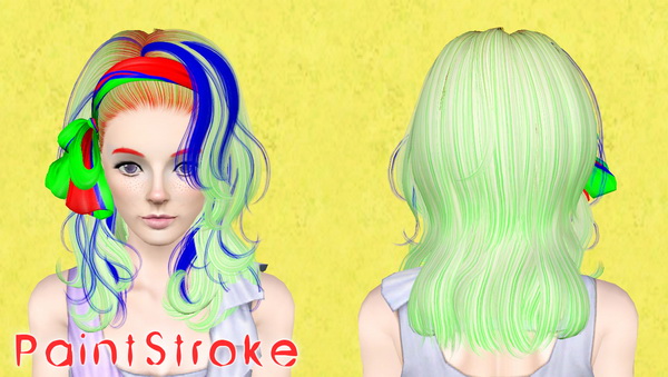 Headband with bow hairstyle Newsea’s Long Love Letter retextured by Katty for Sims 3