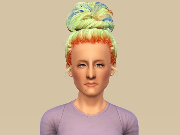 High topknot hairstyle Skysims 128 retextured by Fanaskher for Sims 3