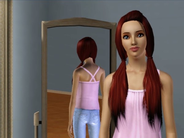 Double ponytail hairstyle tretextured by Savio for Sims 3