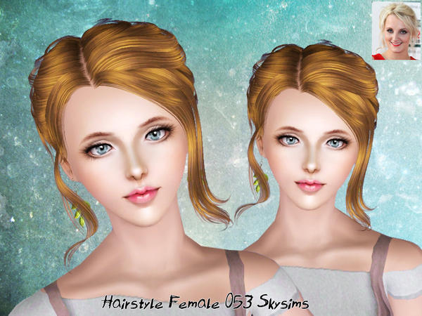 Chic bun hairstyle 053 by Skysims for Sims 3
