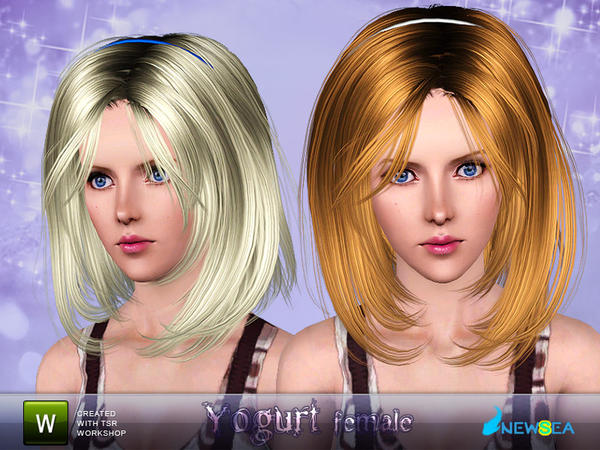 Yogurt below chin with headband hairstyle by NewSea for Sims 3