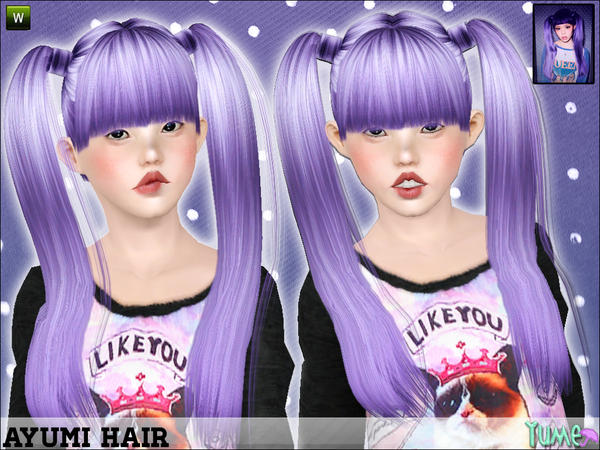 Yume fancy double ponytails Ayumi hairstyle by Zauma for Sims 3
