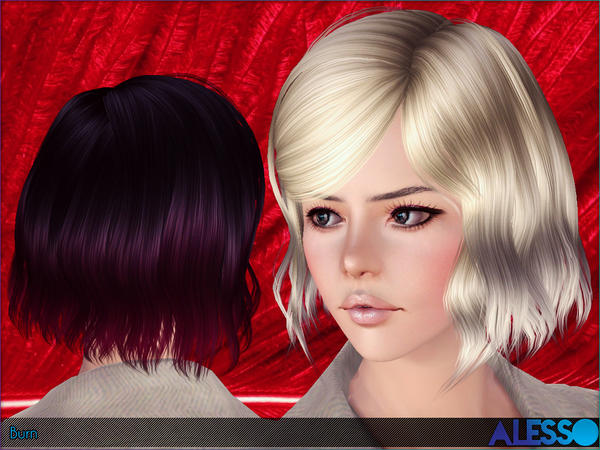 Burn crepe bob hairstyle by Alesso for Sims 3