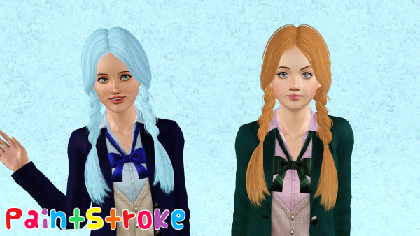 Student braids hairstle Skysims 129 retextured by Katty for Sims 3