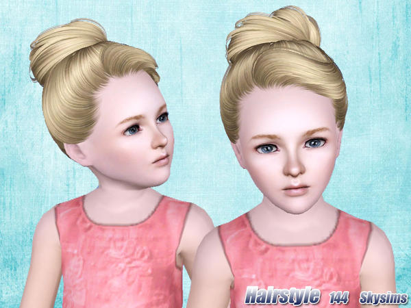 Round topknot hairstyle 144 by Skysims for Sims 3
