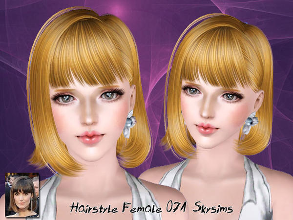 Twisted bob hairstyle 071 by Skysims for Sims 3