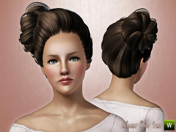 Side flower chignon hairstyle 16 by Ulker for Sims 3