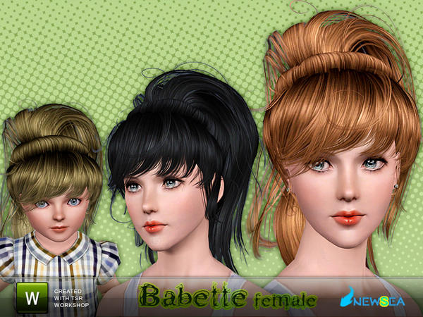 Vintage ponytail with bangs Babette by NewSea for Sims 3