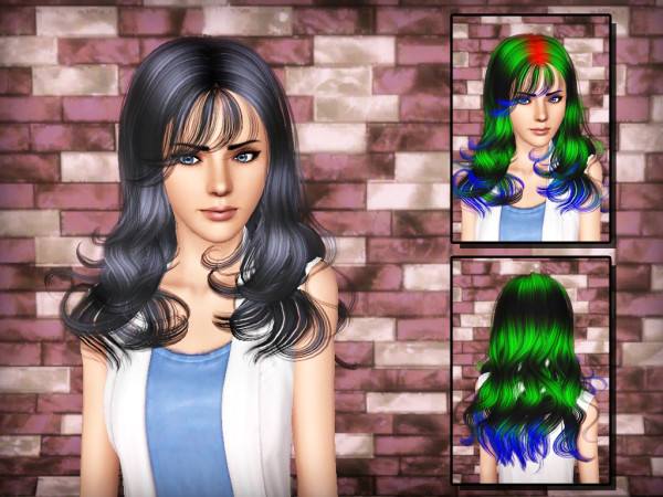 Wavy with bangs hairstyle NewSea`s Joanna edited by Forever and Always for Sims 3