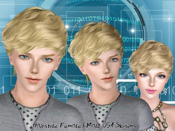 Fiery lob hairtyle 051 by Skysims for Sims 3