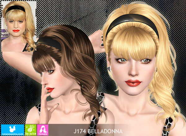 Side twisted hairstyle with headband J174 Belladonna by NewSea for Sims 3