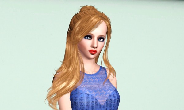 Half topknot hairstyle SkySims 029 retextured by Marie Antoinette for Sims 3
