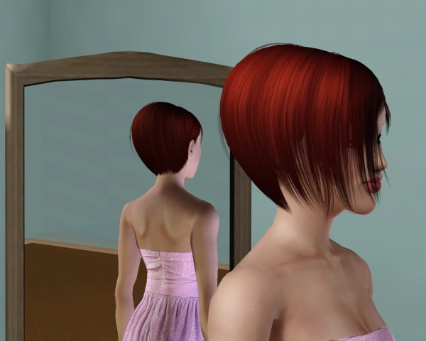Rose 96 Short assymmetrical bob hairstyle retextured by Savio for Sims 3