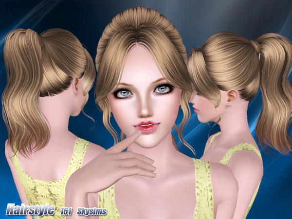 Classic ponytail with huge bangs hairstyle 161 by Skysims for Sims 3