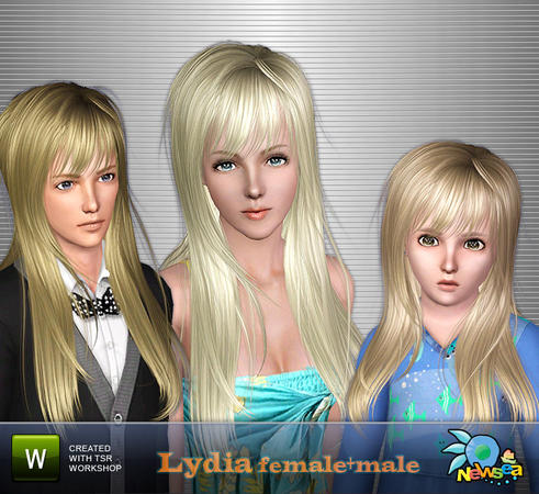Thin hairstyle with bangs Lydia by NewSea for Sims 3