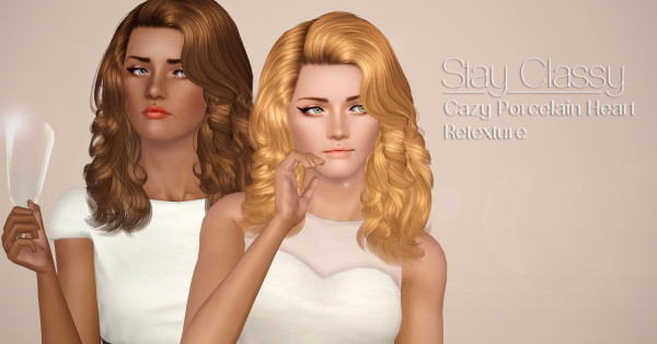 Cazy`s Porcelain heart Curly hairstyle retextured by Brad for Sims 3