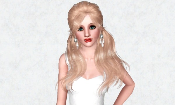 Half up with bangs hairstyle SkySims 30 retextured by Marie Antoinette for Sims 3