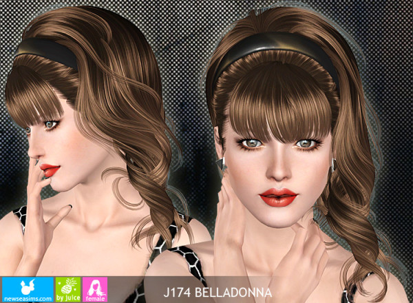 Side twisted hairstyle with headband J174 Belladonna by NewSea for Sims 3