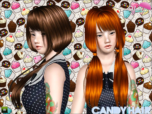 Yume Candy double light ponytails hairstyle by Zauma for Sims 3
