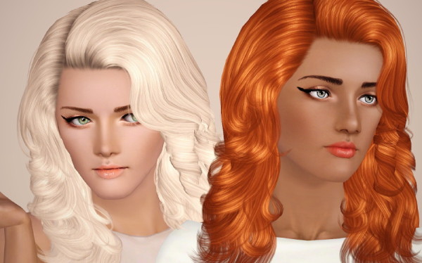 Cazy`s Porcelain heart Curly hairstyle retextured by Brad for Sims 3