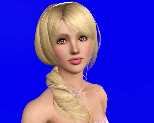 Rose 97 twisted side ponytail hairstyle retextured by Savio for Sims 3