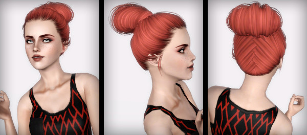 High bun hairstyle Skysims 164 retextured by Forever and Always for Sims 3