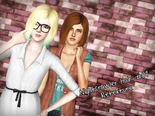 Highlighted bob NightCrawler hairstyle 01 retextured by Forever and Always for Sims 3