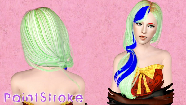 Wrapped side ponytail hairstyle NewSea`s Barbra retextured by Katty for Sims 3