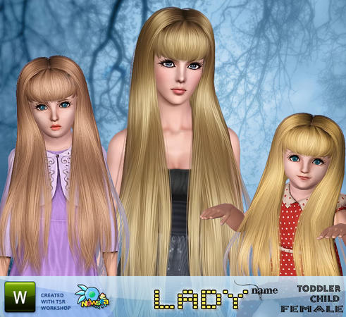 Lady super long with bangs hairstyle by NewSea for Sims 3