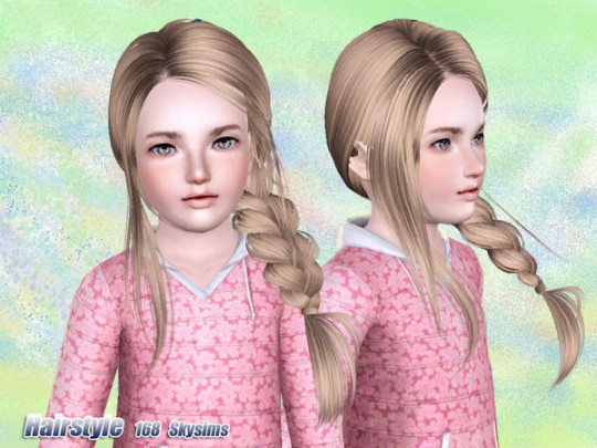 Side braid with flower headband hairstyle 168 by Skysims - Sims 3 Hairs