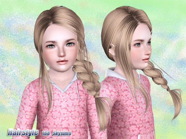 Side braid with flower headband hairstyle 168 by Skysims for Sims 3