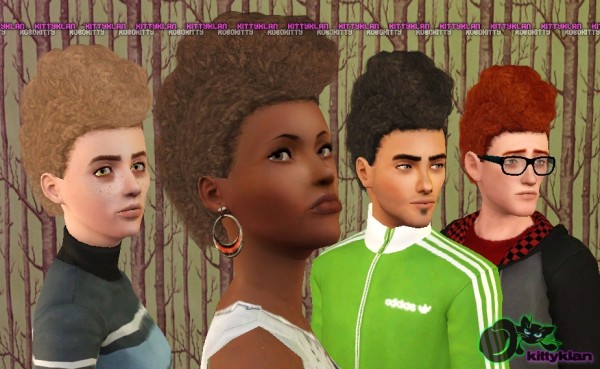 Brushed back frohawks hairstyle by robokitty for Sims 3