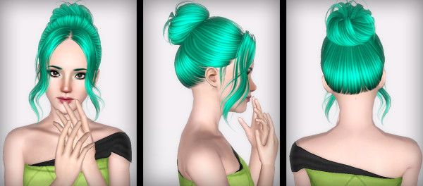 Top bun hairstyle Skysims 166 retextured by Forever and Always for Sims 3