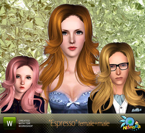  Espresso romantic waves hairstyle by NewSea for Sims 3