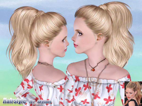 High wrapped ponytail hairstyle 167 by Skysims for Sims 3