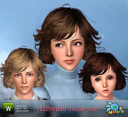 Labyrinth wavy bob with bangs hairstyle by NewSea for Sims 3