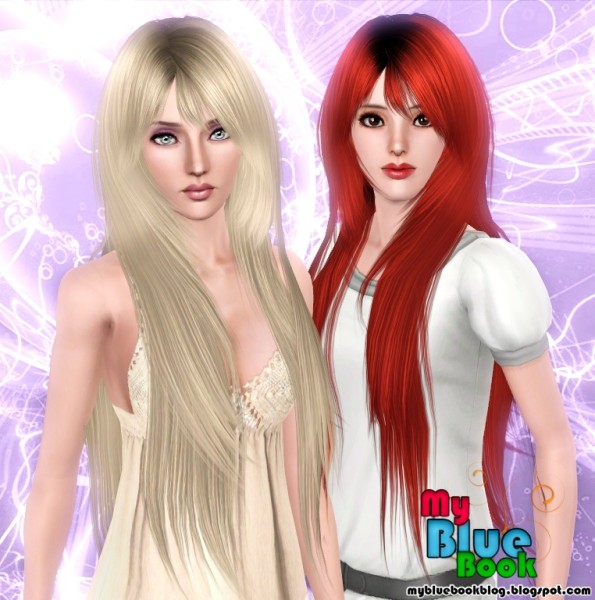 Very long with bangs hairstyle Rose`s 94 retextured by TumTum Simiolino for Sims 3
