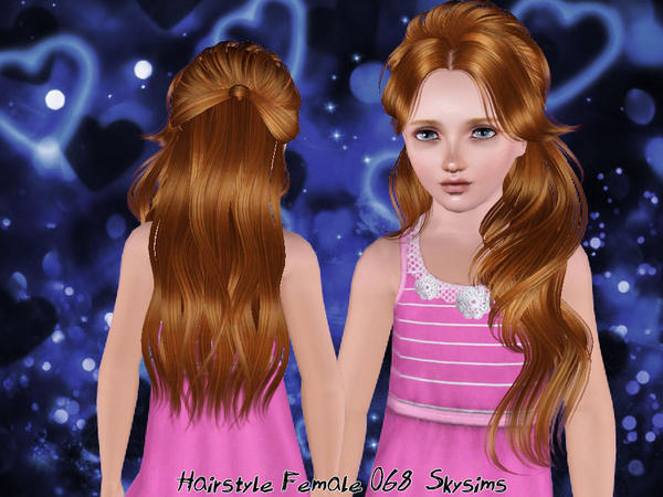 Half up with bangs hairstyle 068 by Skysims for Sims 3
