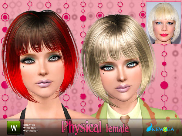 Silky bob with bangs hairstyle Physical by NewSea for Sims 3