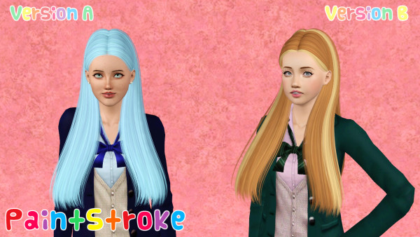 Dimensional middle part hairstyle Skysims 125 retextured by Katty for Sims 3