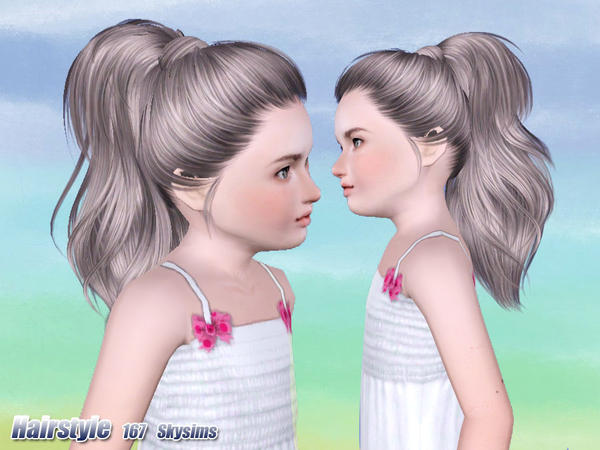 High wrapped ponytail hairstyle 167 by Skysims for Sims 3