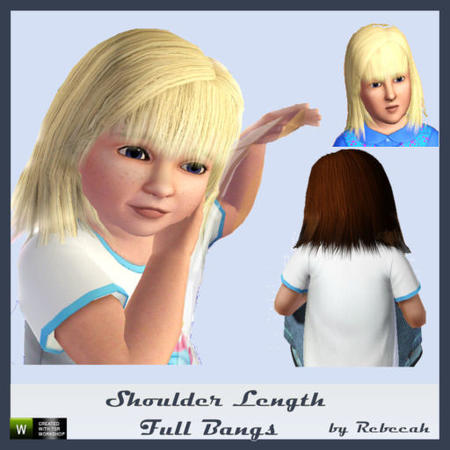 Hair Shoulder Length with full Bangs by rebecah for Sims 3
