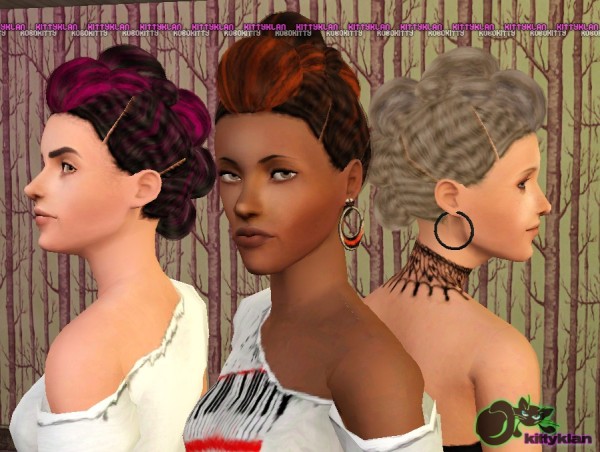 Bunhawks or roll and tuck frohawks hairstyle by robokitty for Sims 3