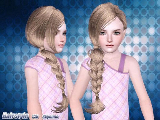 Side wrapped braid hairstyle 146 by Skysims - Sims 3 Hairs