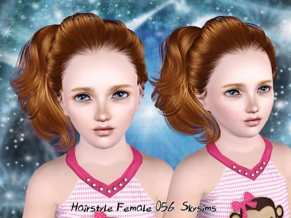 One length side pigtail hairstyle 056 by Skysims for Sims 3