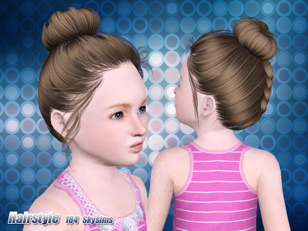 Braided high bun hairstyle 184 by Skysims for Sims 3