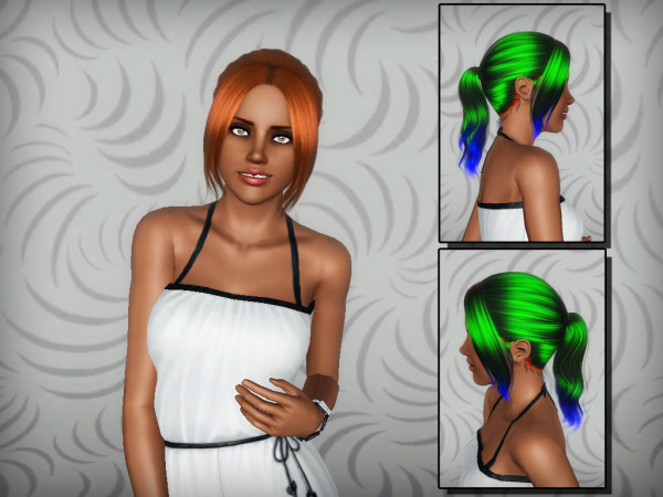 Bun with dimensional bangs Cazy 97 Helena retextured by Forever and Always for Sims 3