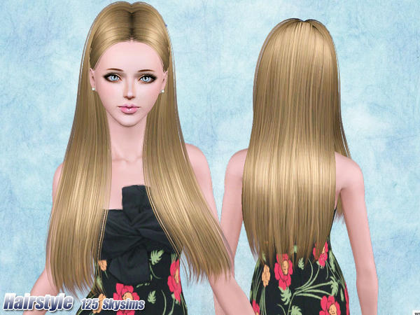 Dimensional middle part hairstyle 125 by Skysims for Sims 3
