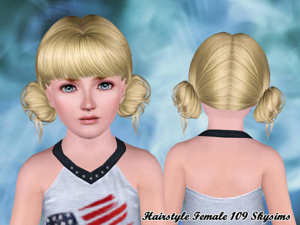 Double rolled bun hairstyle 109 by Skysims for Sims 3